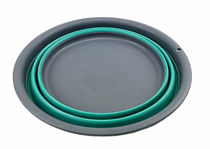 SAMMART 7.5L (1.98 Gallon) Collapsible Tub - Foldable Dish Tub - Portable Washing Basin - Space Saving Plastic Washtub (Grey/Turquoise Blue) - color: Grey/Turquoise Blue