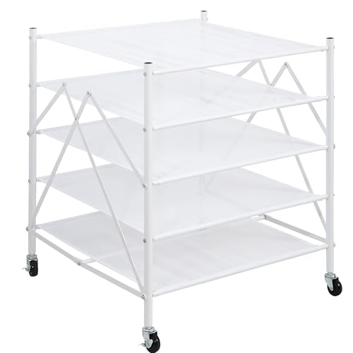 STORAGE MANIAC Sweater Drying Rack, Mesh Clothes Drying Rack, Stackable Laundry Drying Rack, Lay Flat Dryer for Delicates, Portable Dry Rack for Indoor or Outdoor, White, 5 Tier Foldable - size: 5 Tier Foldable