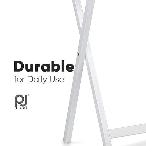 PJ Wood Conventional Solid and Sturdy Wood Construction Portable Folding TV Snack Tray Table Desk Serving Stand, White (8-Piece Set) - color: White, size: 8-Piece Set