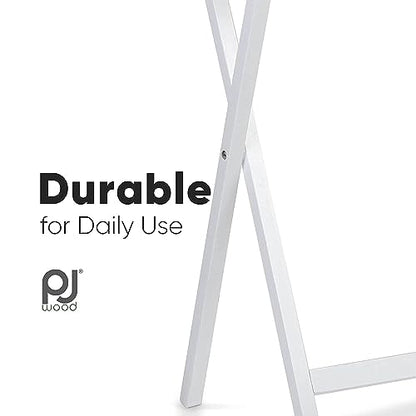 PJ Wood Conventional Solid and Sturdy Wood Construction Portable Folding TV Snack Tray Table Desk Serving Stand, White (8-Piece Set) - color: White, size: 8-Piece Set