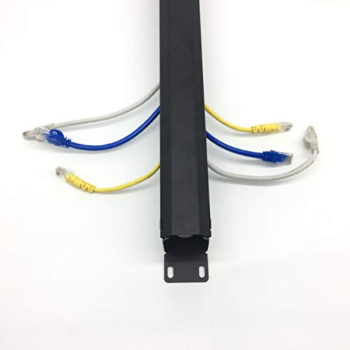 2 Pack- Metal 1U 19 Inch Cable Manager 12 Big Slots Horizontal Rack Mount Wire Organizer Cable Management System with Cover and Mounting Screws for 19" Network Cabinet(1UCM12S2PC)