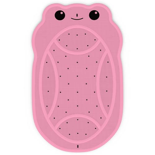 Bathtub Mat Non Slip, Shower Mat for Kids with Natural Rubber no Plastic Smells, Baby Bath Mat for Tub Non Slip with Strong Suction Cups, 30"x18", PVC-Free, Safe Comfortable Fun for Kids, Pink - color: Pink