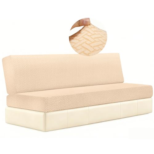 2 Piece RV Couch Covers for Sofa Bed, Stretch Elastic Camper Slipcover for RV Jackknife Sofa Bed, Washable Anti-Slip Furniture Protector, Pet Friendly & Wrinkle Free(Beige) - color: Beige