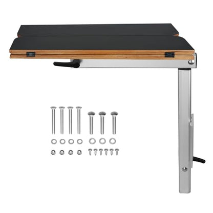 Caravan Folding Table Kit 595x580mm, Swivel Arm Leg System, Space Saving Black Folding Plywood Top for Motorhome, Camper Van Conversion, RV, Boat Interior (Silver Table Leg) - color: Silver Table Leg