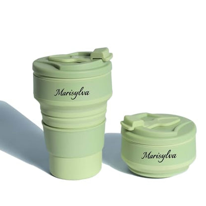 12oz Collapsible Water Bottles, Silicone Foldable Portable Travel Water Bottle, Folding Lightweight Reusable Leakproof for Traveling Camping Hiking Cycling Yoga Sports Green - color: Green
