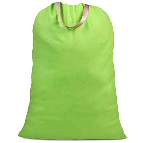 Cotton Canvas Laundry Bag with Handles & Drawstring Straps, Heavy Duty Extra Large Laundry Bags for Laundromat and Household, 25.5x34 Inch, Green - color: Green