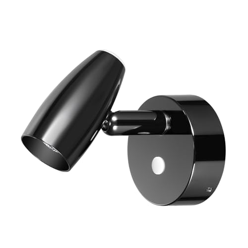 RV Reading Light 12V Swivel LED Spotlight with Quick USB Charger & Blue Nightlight, Camper Van Travel Trailer Bedroom Reading Light, 3-1/2" Length,12-24VDC Hard-Wired (Gloss Black) - color: Gloss Black with Nightlight