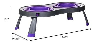 Dexas Popware for Pets Double Elevated Pet Feeder, Large, Gray/Purple - color: Gray/Purple, size: Large/2.5 Cup Capacity Bowls