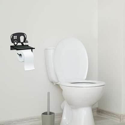 Camper Toilet Paper Holder with Shelf，Unique Bathroom Decor, Farmhouse Theme Bathroom Decor, Black