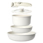 GiPP 5Pcs Pots and Pans Set Non Stick, Cookware Sets Nonstick Detachable Handle, Induction Kitchen Set Removable Handle, RV Cookware set, Oven Safe - color: White, size: 5PCS