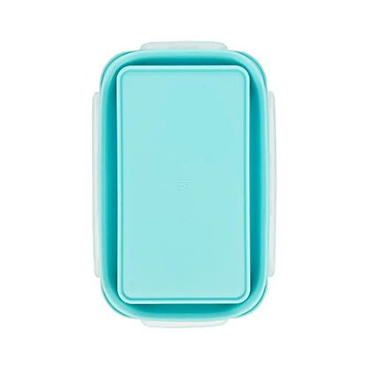CARTINTS Large Collapsible Camping Food Containers, 1200ml Silicone Lunch Container, Microwave Safe Reusable Meal Prep Container For Indoor&Outdoor Kitchen With Foldable Spoon, Blue