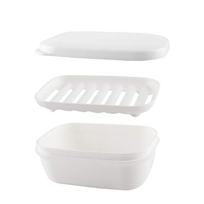 Soap Box Holder for Travel, Rectangular Soap Dish, Portable Sponge Case Tray with Drain for Shower, Camping, Gym - 2 Pack White - color: White