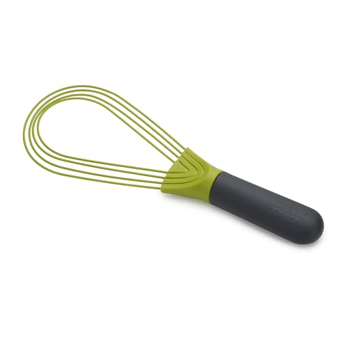 Joseph Joseph Twist Whisk 2-In-1 Collapsible Balloon and Flat Whisk Silicone Coated Steel Wire, Gray/Green - color: Gray/Green