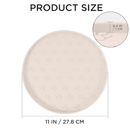 Comtim Waterproof Dog Food Mat - 2 Pack Silicone Pet Food Mat Dog Food Bowl Mats Cat Water Mats Eating Tray, Non-Slip Pet Placemat with Lip for Messy Drinkers to Protect Floor, Beige 11"×11" - color: Beige
