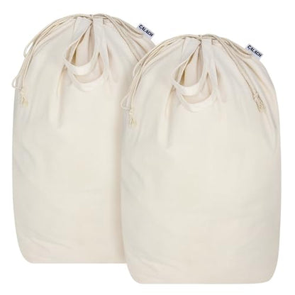 Canvas Laundry Bags with Handles & Square Base13.8"Wx13.8"Dx27.6"H, Large Heavy Duty Laundry Hamper Bag, College Dorm Washable Drawstring Canvas Dirty Clothes Sack (Beige,2 Pack) - color: Beige 2-Pack | Square Base, size: 13.8"Wx13.8"Depthx27.6"H