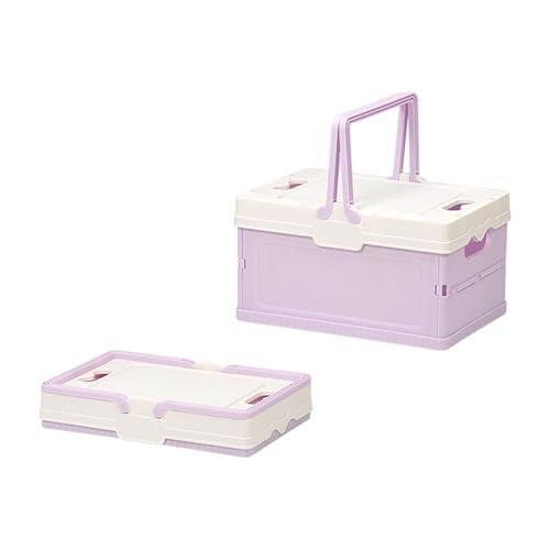 Portable Folding Storage Box for Camping Gear and Home Organization Easy to Carry Household Organization Case - color: Purple