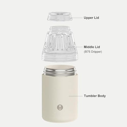TIMEMORE Portable Coffee Maker Pour-Over Coffee Dripper Travel Coffee Cup | 10 Oz Manual Brewer for Home and Outdoors - Ceramic-Coated Stainless Steel Tumbler Capacity
