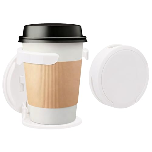 2 Pack Foldable Car Cup Holder, Wall Cup Holder for Drink Coffee Mug Water Bottle Tumbler, Adhesive or Screw, Organizer for RV Truck Boat Van(White) - color: White