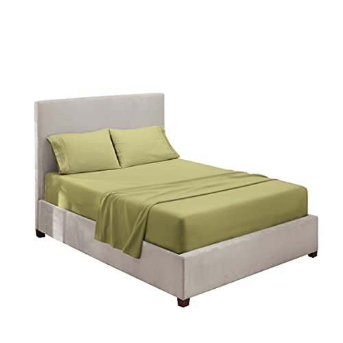 Hearth & Harbor Twin Size Sheets - 3 Piece Bed Sheet Set, Hotel Luxury Double Brushed Bed Sheets - Extra Soft Bedding Sheets & Pillowcases, Twin, Sage - color: Sage, size: Twin