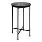 Kate and Laurel Celia Round Foldable Tray Accent Table, 14" x 14" x 25.75", Gray and Black, Modern Minimalist Design and Magnetic Tabletop - color: Black/Gray