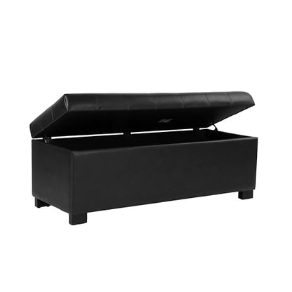 HomePop 46" Tufted Storage Bench - Classic Black - color: Classic Black