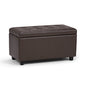 SIMPLIHOME Cosmopolitan Storage Ottoman - 34 inch Wide Upholstered Vegan Leather Rectangle Storage Ottoman Bench in Chocolate Brown, Transitional Tufted Ottoman for Living Room with Lift-Up Lid - color: Chocolate Brown