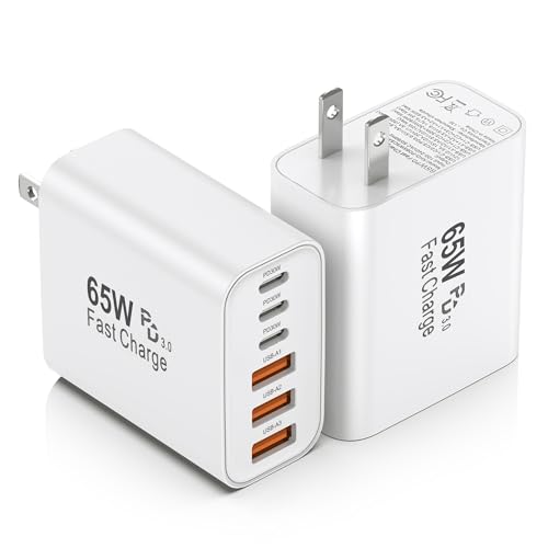 USB Charger Block,2Pack 65W PD3.0 Multi Port USB C Fast Charger Wall Plug | Chargers for multiple Devices,iphone charger fast charging,type c charger fast charging,for iPhone/Samsung All Devices - color: White, size: 2packs