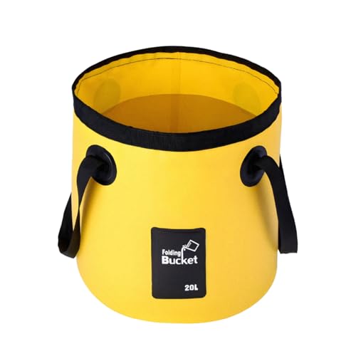 Bittwee 20L 5 Gallon Car Collapsible Bucket with Handle, Outdoor Vehicle Washing Water Folding Container, Leakproof Portable Automotive Wash Basin, Universal for SUV RV Truck (Yellow) - color: Yellow