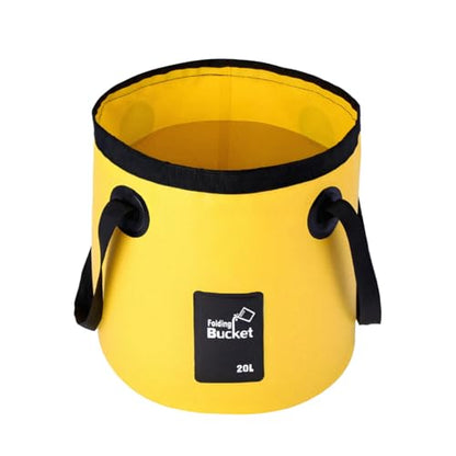 Bittwee 20L 5 Gallon Car Collapsible Bucket with Handle, Outdoor Vehicle Washing Water Folding Container, Leakproof Portable Automotive Wash Basin, Universal for SUV RV Truck (Yellow) - color: Yellow