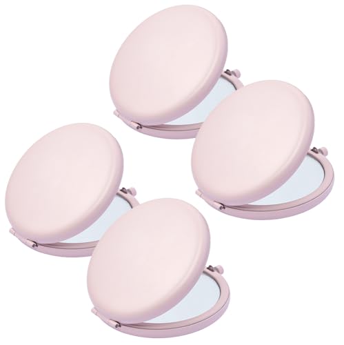 Compact Mirror for Purse, Metal Round Shell, Double-Sided 1X/2X Magnifying, Portable Travel Small Makeup Mirror, Mini Pocket Mirror, Light Salmon,4 Packs - color: Light Salmon