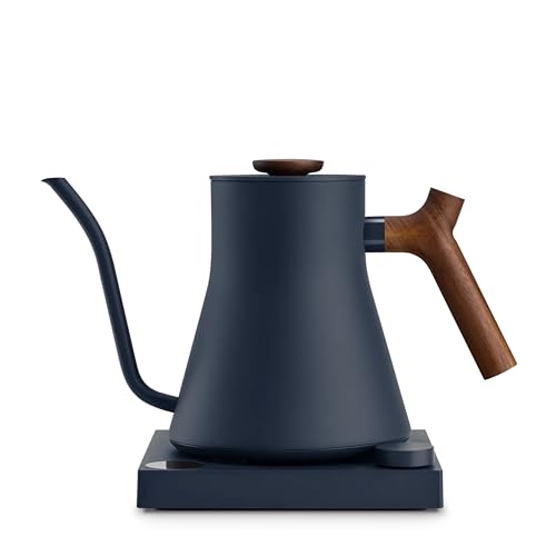 Fellow Stagg EKG Pro Electric Gooseneck Kettle - Pour-Over Coffee and Tea, Quick Heating, Precise Temperature Control, Scheduling, Built-in Brew Timer, Stone Blue with Walnut Wood Handle, 0.9 Liter - color: Stone Blue with Walnut Handle, size: EKG Pro