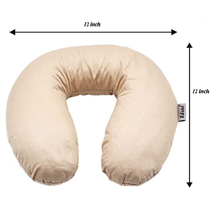 Buckwheat Neck Pillow for Sleeping U Shaped Pillow Cooling Travel Head Support Pillow for Neck Pain Relief Side Sleepers Buckwheat Hulls Concealed Zipper (12x12 inch, Light-tan) - color: Plain-lighttan