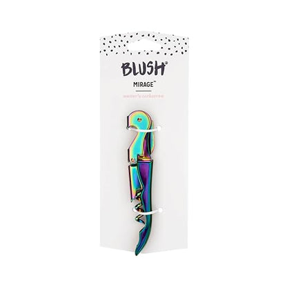 Blush Mirage Iridescent Double Hinged Corkscrew Wine Opener with Built-in Beer Bottle Opener, Stainless Steel Wine Key with Foil Cutter, Home Bar Gifts for Women, Bridesmaid Gifts, Kitchen and Travel - style: Waiter Corkscrew