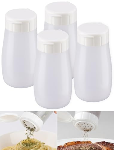 NiHome Dual-Hole Spice Bottles Set - Small & Large Hole Shakers for Powder and Granular Seasonings, BPA-Free Food-Grade Plastic, Transparent Sealed Jars for Camping, Picnic, BBQ (4PCS)