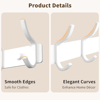 GWAAZXGZ White Coat Rack Wall Mount - 15 Inch Arc Shaped Design with 6 Hooks for Hanging Coats, Bags, and Towels in Entryway, Livingroom, Bedroom, Bathroom, and Kitchen, 1 Pack - color: White