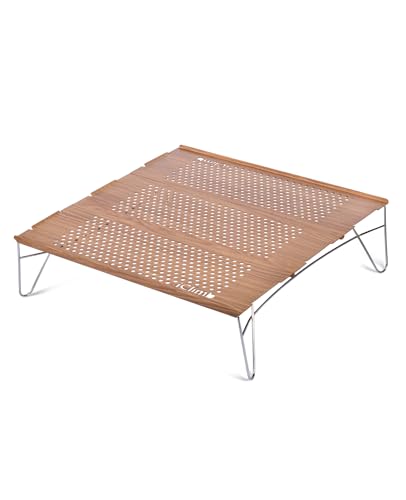 iClimb Mini Solo Folding Table Ultralight Compact for Backpacking Camping Hiking Beach Picnic (Nature - L) - color: Nature, size: Large