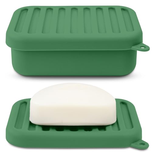 Superior Leak-Proof Silicone Travel Soap Case with Drainage Lid/Layer, Compact Bar Soap Container, Durable Soap Holder for Camping, Gym, and Travel Size Toiletries (Mint Green) - color: Mint-green