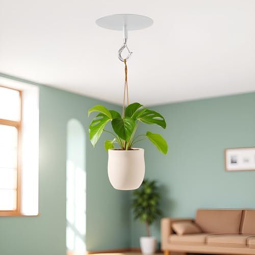JJLFresheners Adhesive Ceiling Hooks with Safety Clasp, Stick-On Wall Hooks for Plants, Wind Chimes, Home Storage and Bathroom Decor