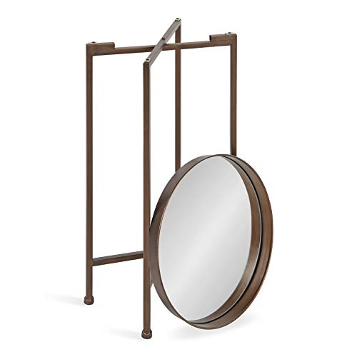 Kate and Laurel Celia Round Metal Foldable Accent Table with Mirror Tray Top, Bronze - color: Bronze