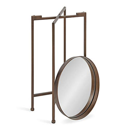 Kate and Laurel Celia Round Metal Foldable Accent Table with Mirror Tray Top, Bronze - color: Bronze