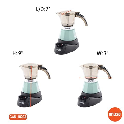 IMUSA 3 or 2 Cup Electric Mint Espresso Maker, Compact Moka Coffee Machine with Keep Warm Function, Detachable Base, Cuban & Italian Coffee Brewer, Mint & Black - color: Mint, size: 3 Cup