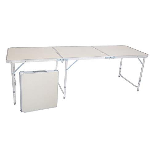 3/4/6 Foot Plastic Folding Table,Adjustable Foldable Table with Carrying Handle,Outdoor Picnic Party Table for Camping,Wedding,Kitchen,Beach,Straight Legs - White (White, 6ft) - size: 6ft