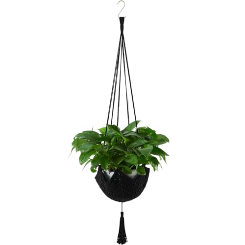 Shappy 1 Pack Boho Macrame Plant Hanger, Large Hanging Planter Plant Holder Pot Hanger Hanging Basket Wall Planters, Plants Lover Gift for Indoor Garden (Classic,Black) - color: Black, size: Classic