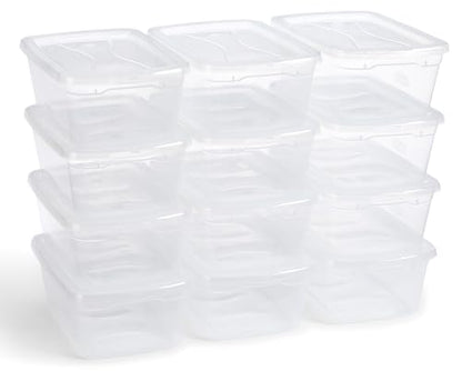 Rubbermaid Cleverstore 6 Qt Clear Storage Bins with Lids, 12-Pack, Stackable, BPA-Free, Made in USA - size: 6 Qt - 12 Pack