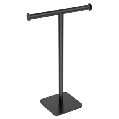 RUACQ Hand Towel Stand, 16" T-Shape Hand Towel Holder Stand for Bathroom, Kitchen and Countertop Towel Holder 304 Stainless Steel Hand Towel Rack with Weighted Base (Matte Black) - color: Matte Black, size: Tall - 16''