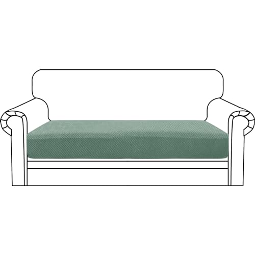 ZNSAYOTX Stretch Cushion Covers Sofa Loveseat Cushion Couch Seat Covers Slipcovers Soft Replacement Unique Pattern Furniture Protector with Elastic Bottom (Pea Green, 1 Pc 2-Seat Cushion Cover) - color: Pea Green, size: 1 Cushion Loveseat