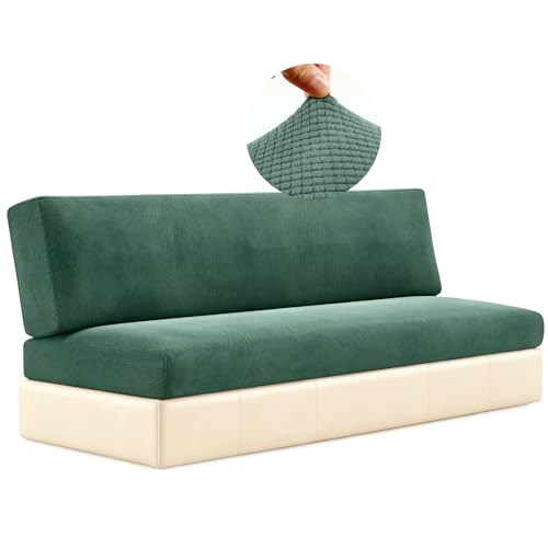 2 Piece RV Couch Covers for Sofa Bed, Stretch Elastic Camper Slipcover for RV Jackknife Sofa Bed, Washable Anti-Slip Furniture Protector, Pet Friendly & Wrinkle Free (Green) - color: Green