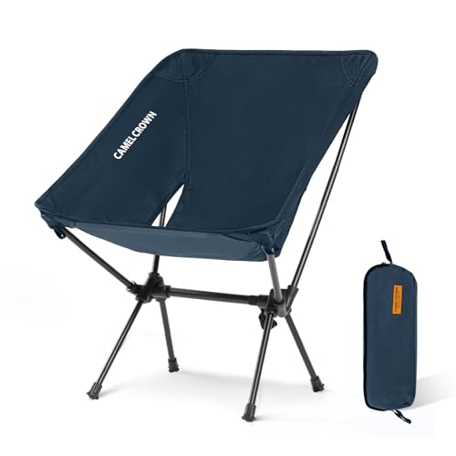 CAMEL CROWN Portable Camping Chair, Folding Backpacking Chair, Compact Camping Chair with Carry Bag for Outdoor Hiking Beach Travel Navy Blue - color: Navy Blue, size: 1 Pack