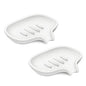 SUBEKYU Silicone Soap Dish for Bathroom,Bar Soap Holder for Shower with Draining Tray, Waterfall Soap Tray for Kitchen Sink, Set of 2 (2 * White) - color: 2 * White