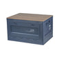 Foldable Closet Box Car Storage Container Camping Folding Storage Box Wood Lid Camping Storage Bin - color: Blue-50L